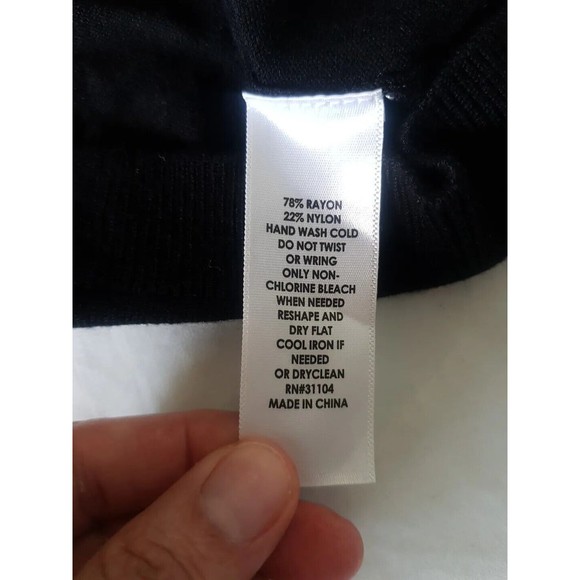 The Limited Womens Sweater Size Small Black Puff Sleeve Slim Stretch Ribbed - Picture 8 of 12